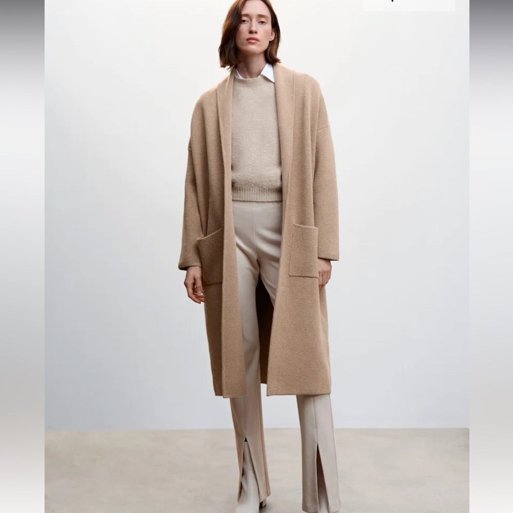Mango Oversized Knitted Coat with Pockets